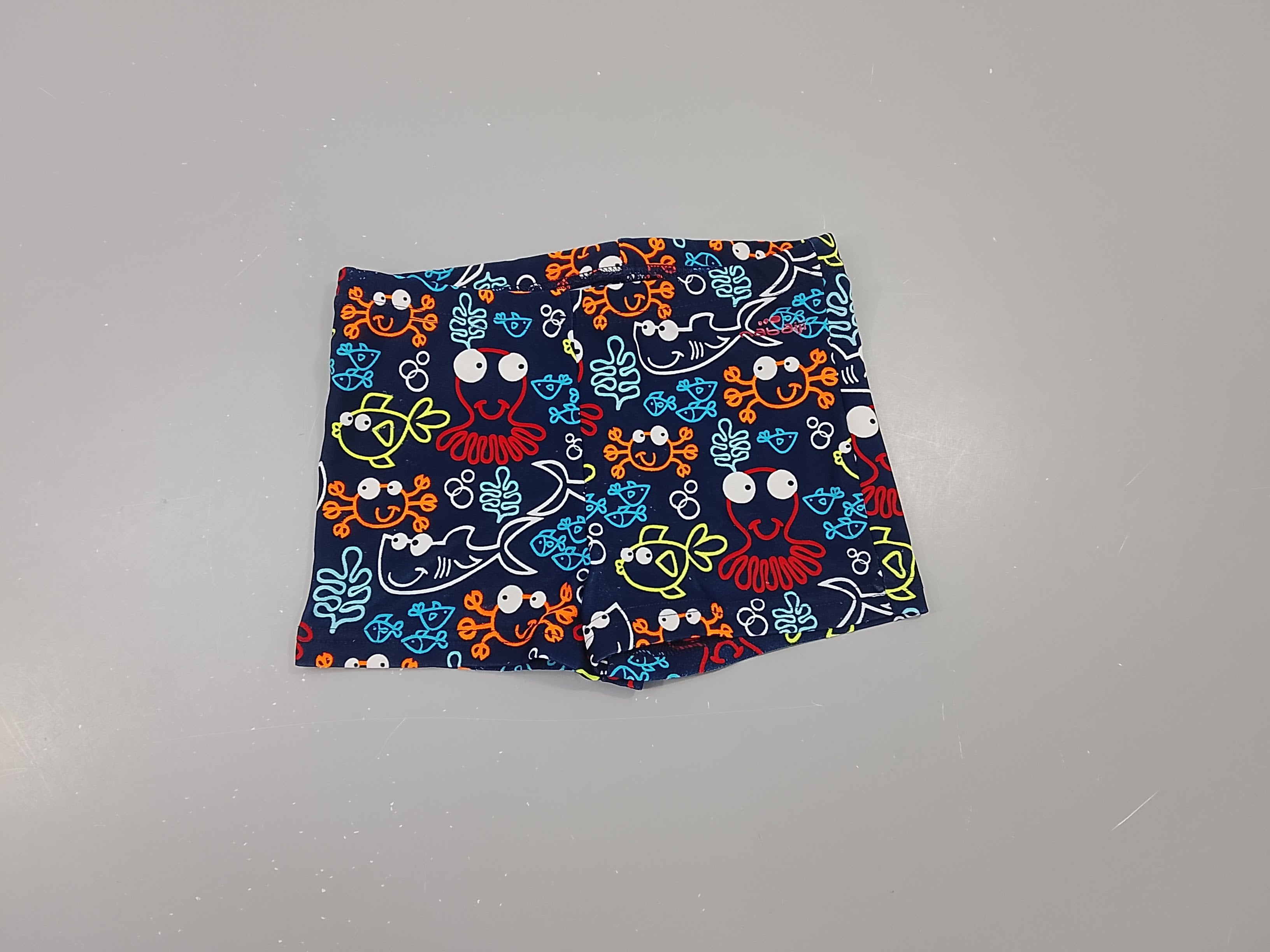 Maillot boxer bleu marine , animaux marin colorés