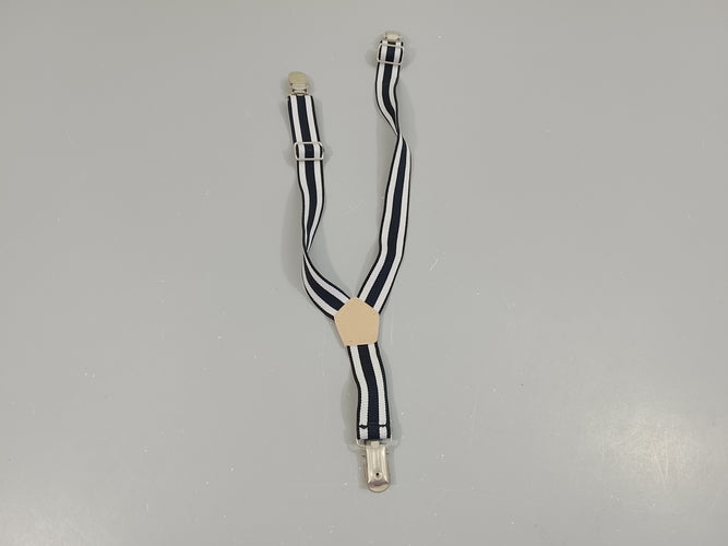 Bretelles blanc  rayé bleu marine, moins cher chez Petit Kiwi