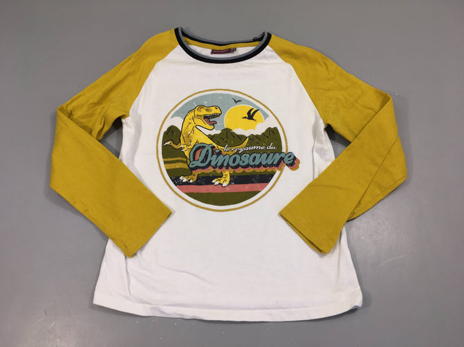 T-shirt m.l blanc/jaune dinosaure, moins cher chez Petit Kiwi