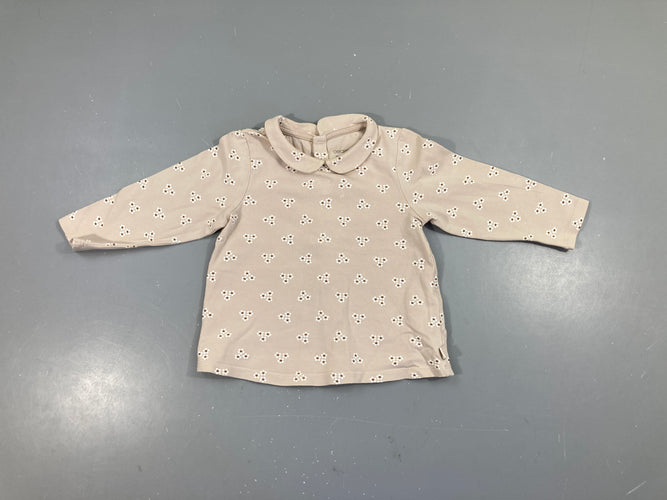 T-shirt m.l beige fleuri col, moins cher chez Petit Kiwi