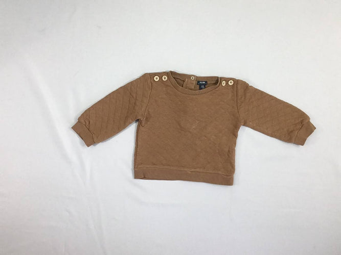 Sweat matelassé camel boutons, moins cher chez Petit Kiwi