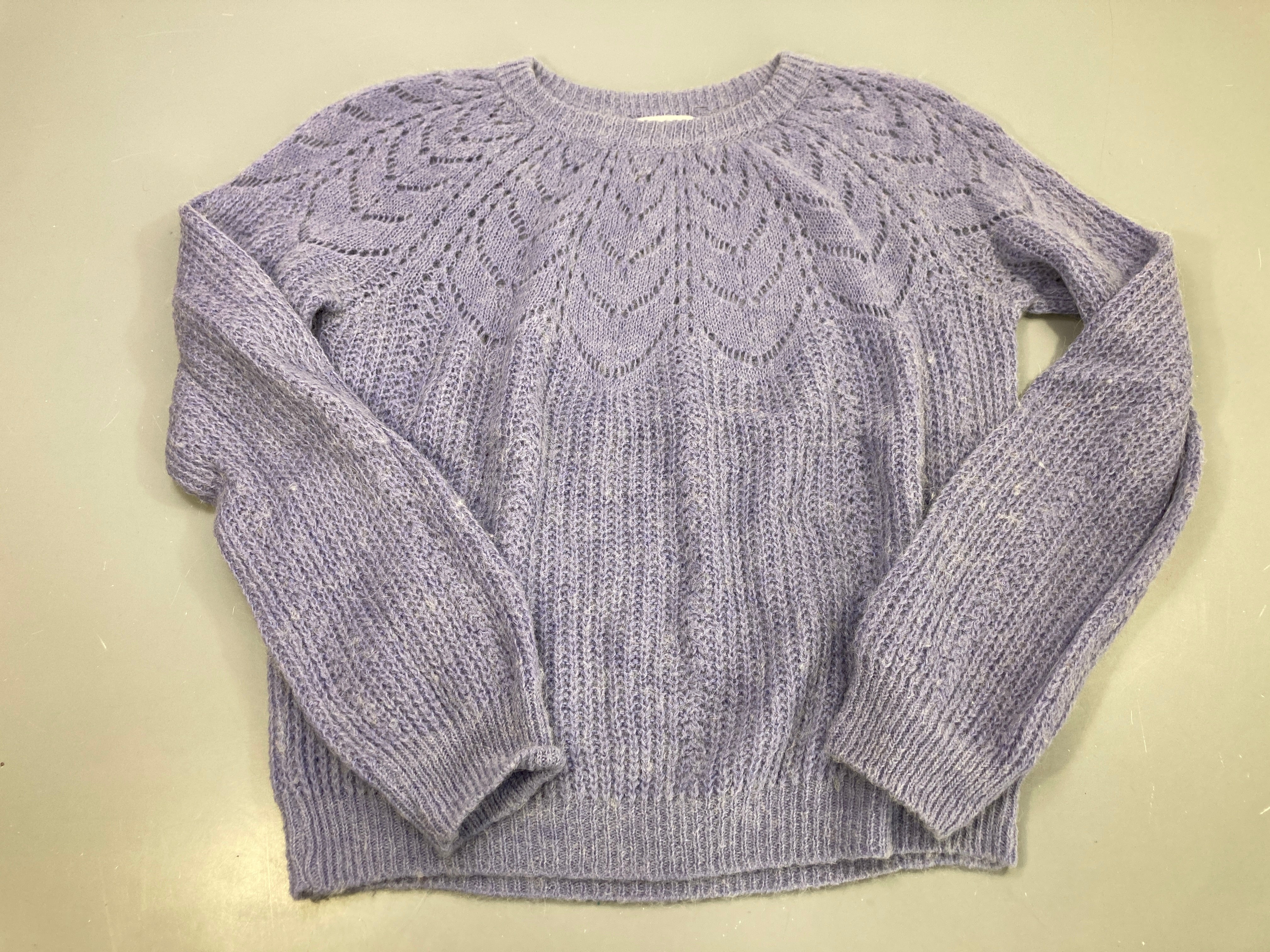 Pull bleu lavande maille ajourée, Cache-cache, 30% alpaga