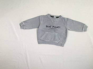 Sweat bleu Planet effet délavé