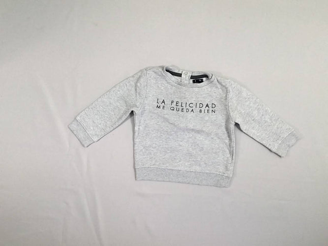 Sweat gris chiné Felicidad, légèrement bouloché, moins cher chez Petit Kiwi