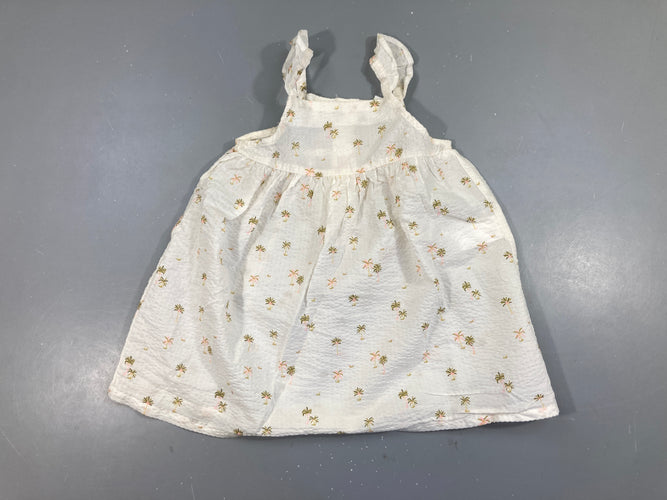 Robe fines bretelles blanche palmiers, moins cher chez Petit Kiwi
