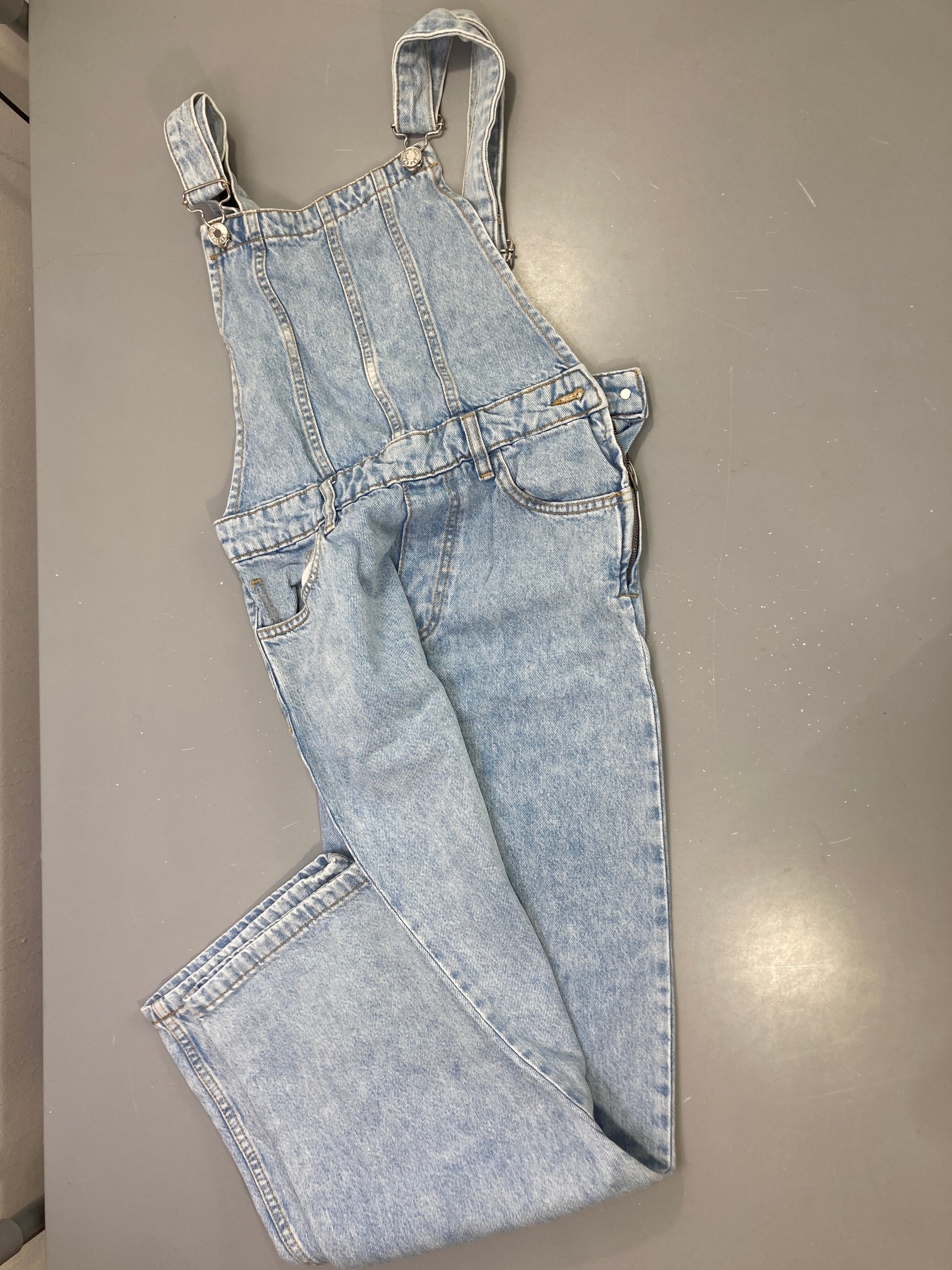 Salopette bleu clair jean délavé