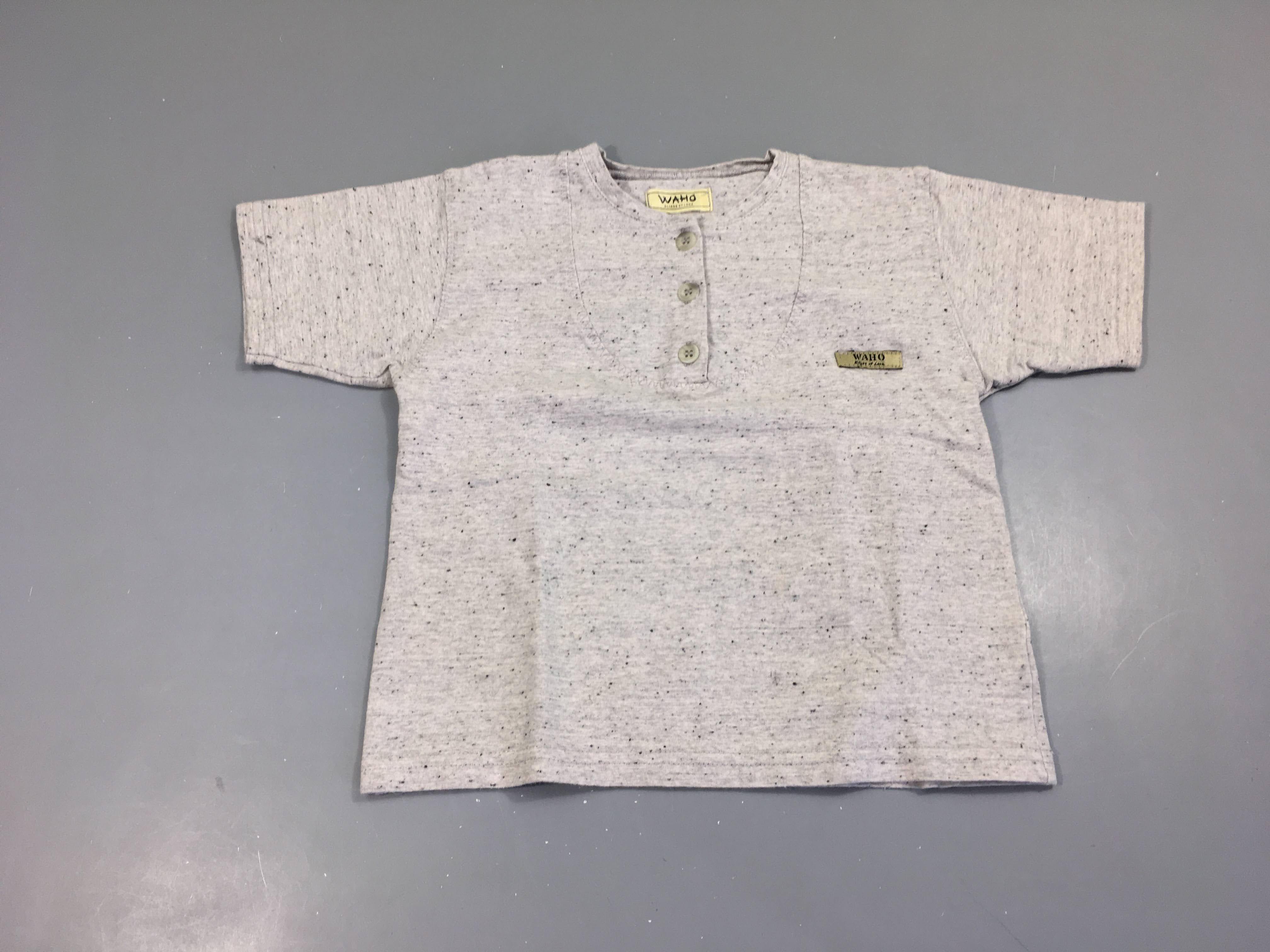 T-shirt m.c gris moucheté boutons Waho