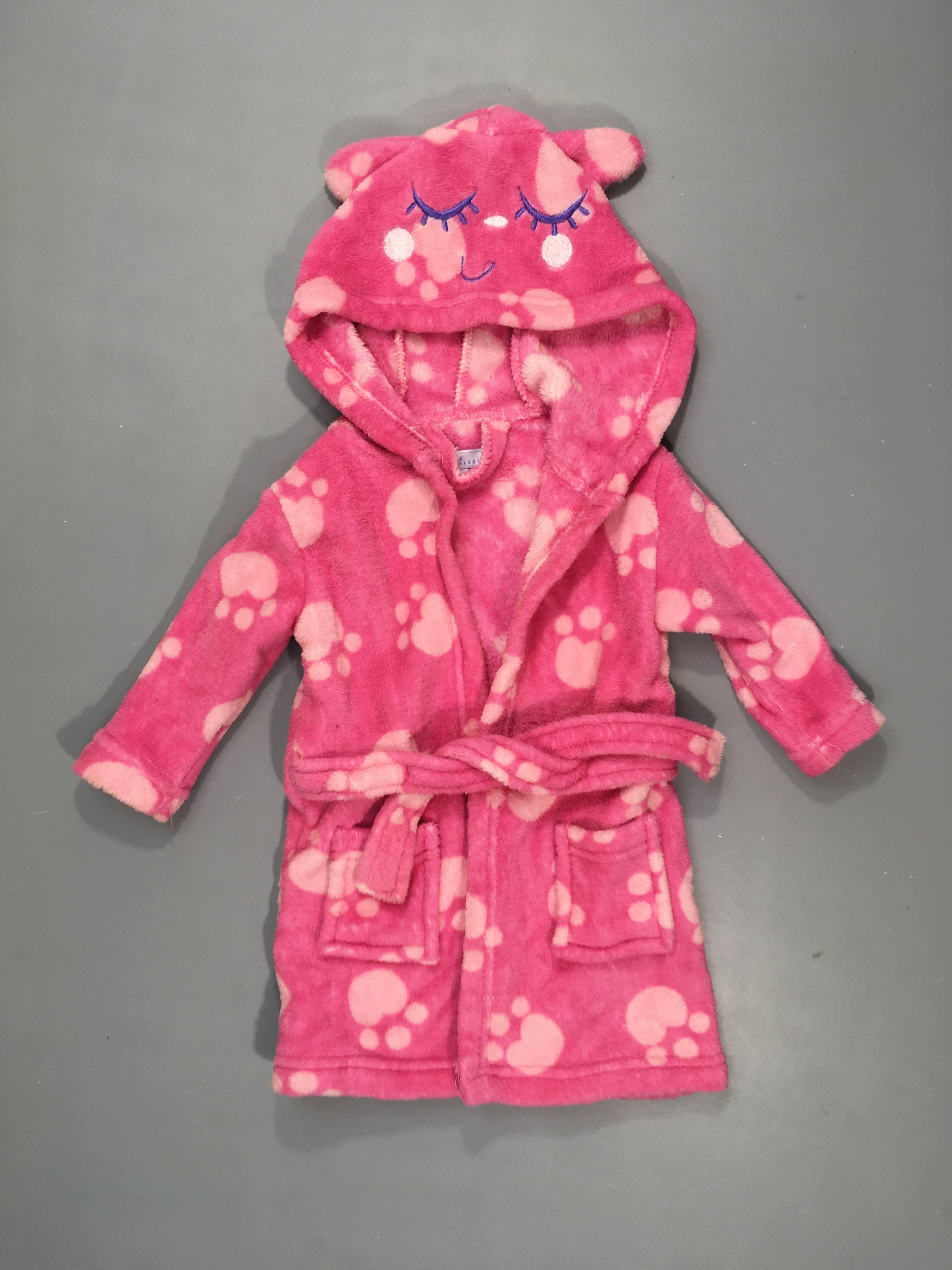 Peignoir velours rose , empreintes  100% polyester