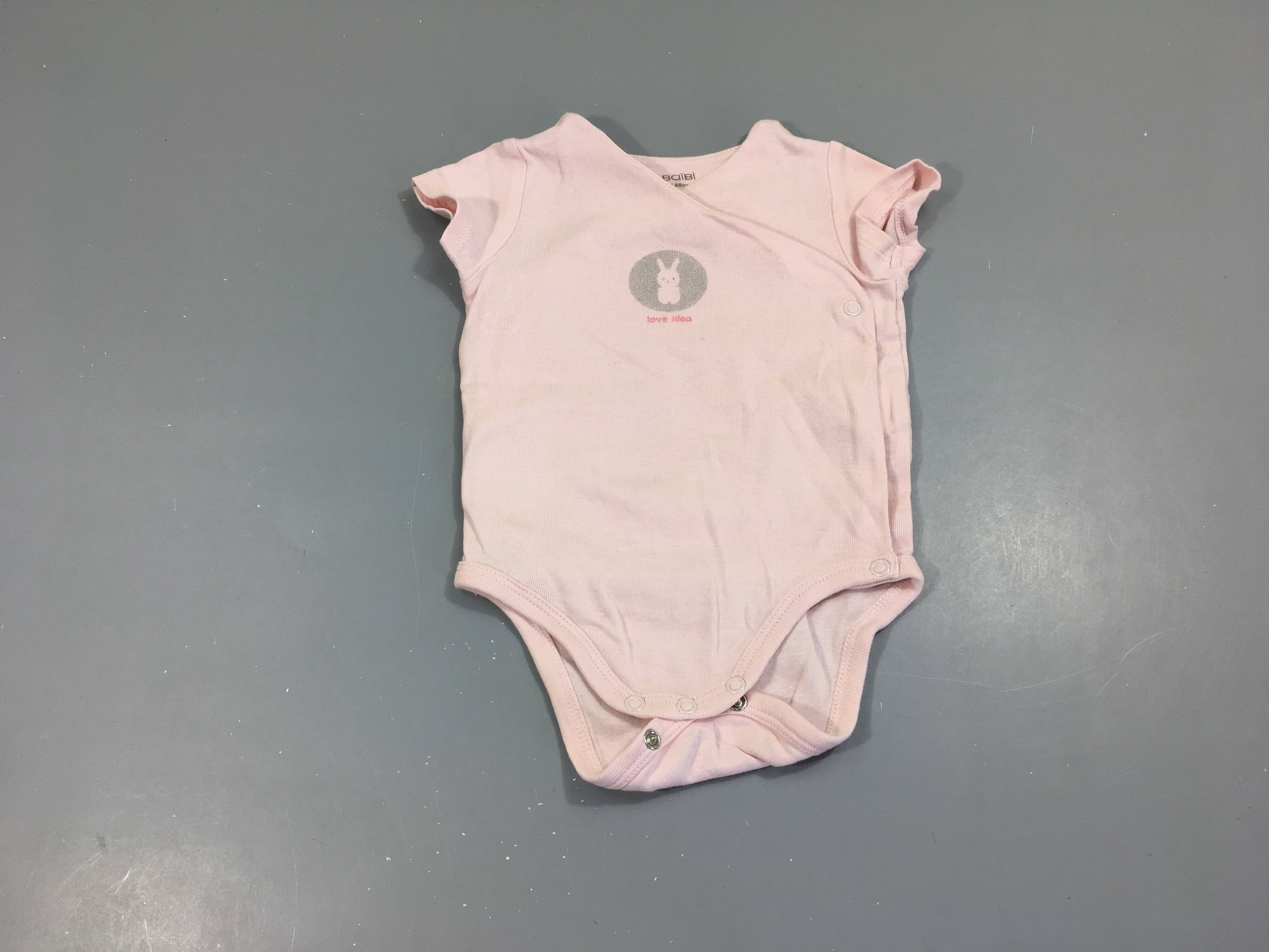 Body m.c rose pâle croisé sur le devant lapin