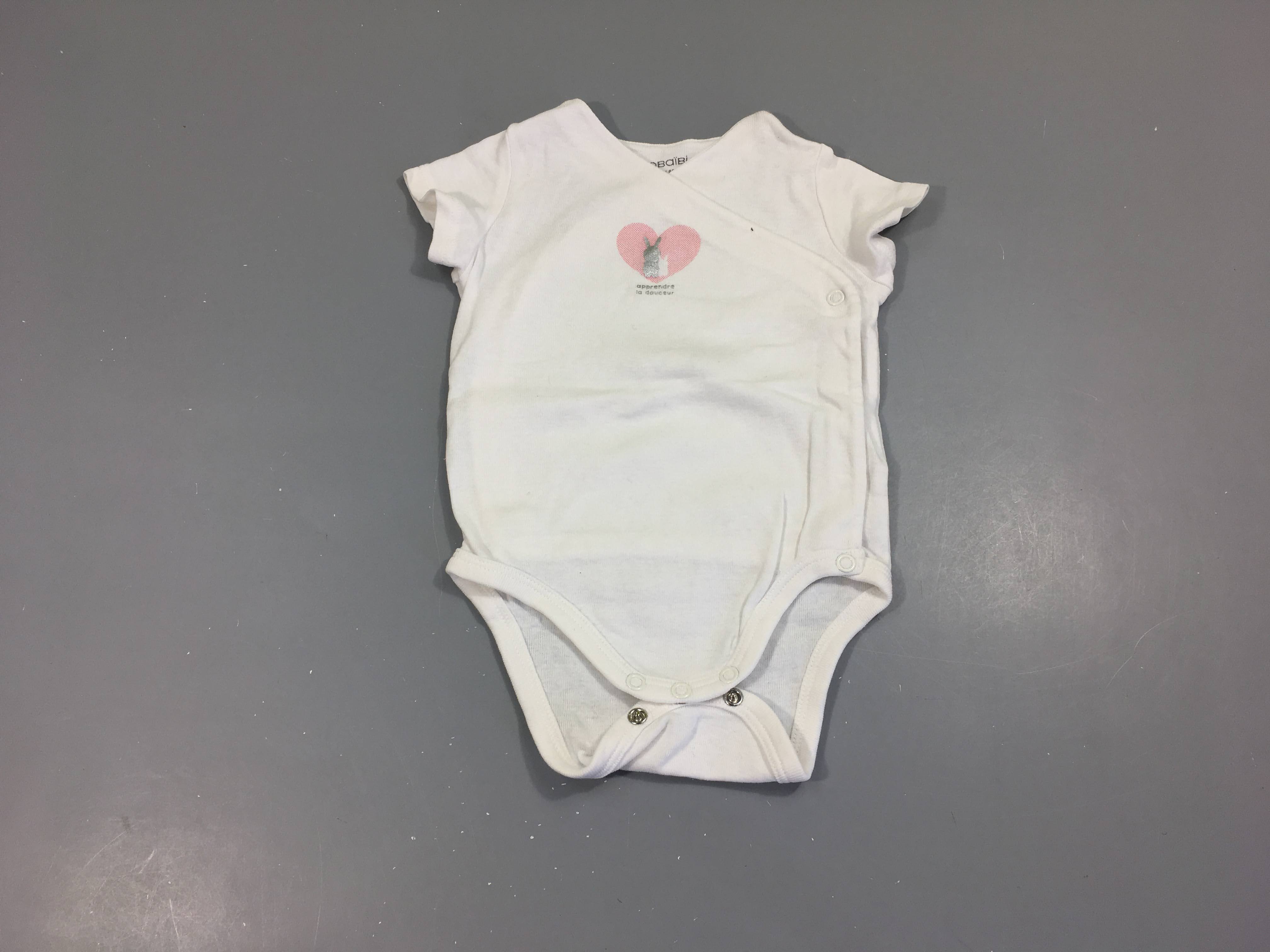 Body m.c blanc pâle croisé sur le devant lapin