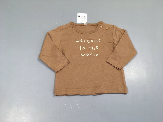 NEUF T-shirt m.l brun welcome, moins cher chez Petit Kiwi