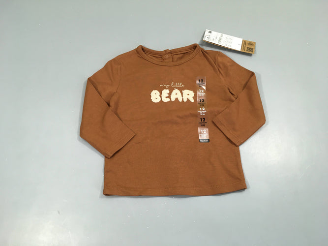 NEUF T-shirt m.l brun bear, moins cher chez Petit Kiwi