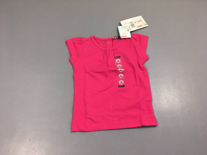 NEUF T-shirt m.c rose papillon, moins cher chez Petit Kiwi