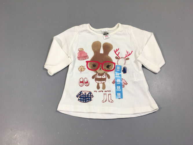 NEUF T-shirt m.l blanc lapin vêtements, moins cher chez Petit Kiwi