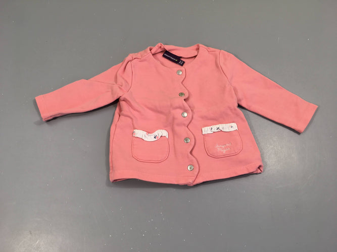 Gilet molleton rose pressions, moins cher chez Petit Kiwi