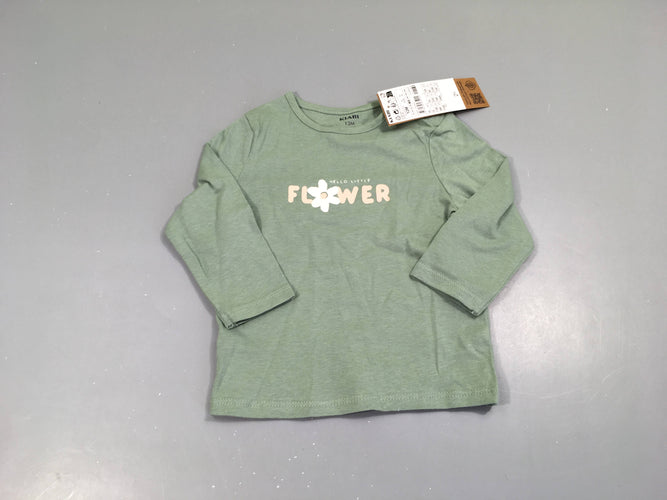 NEUF T-shirt m.l kaki flower, moins cher chez Petit Kiwi