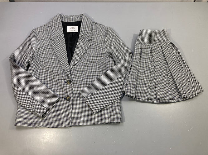 Ensemble 2pcs blazer + jupe plissée noir et blanc pied-de-poule, moins cher chez Petit Kiwi