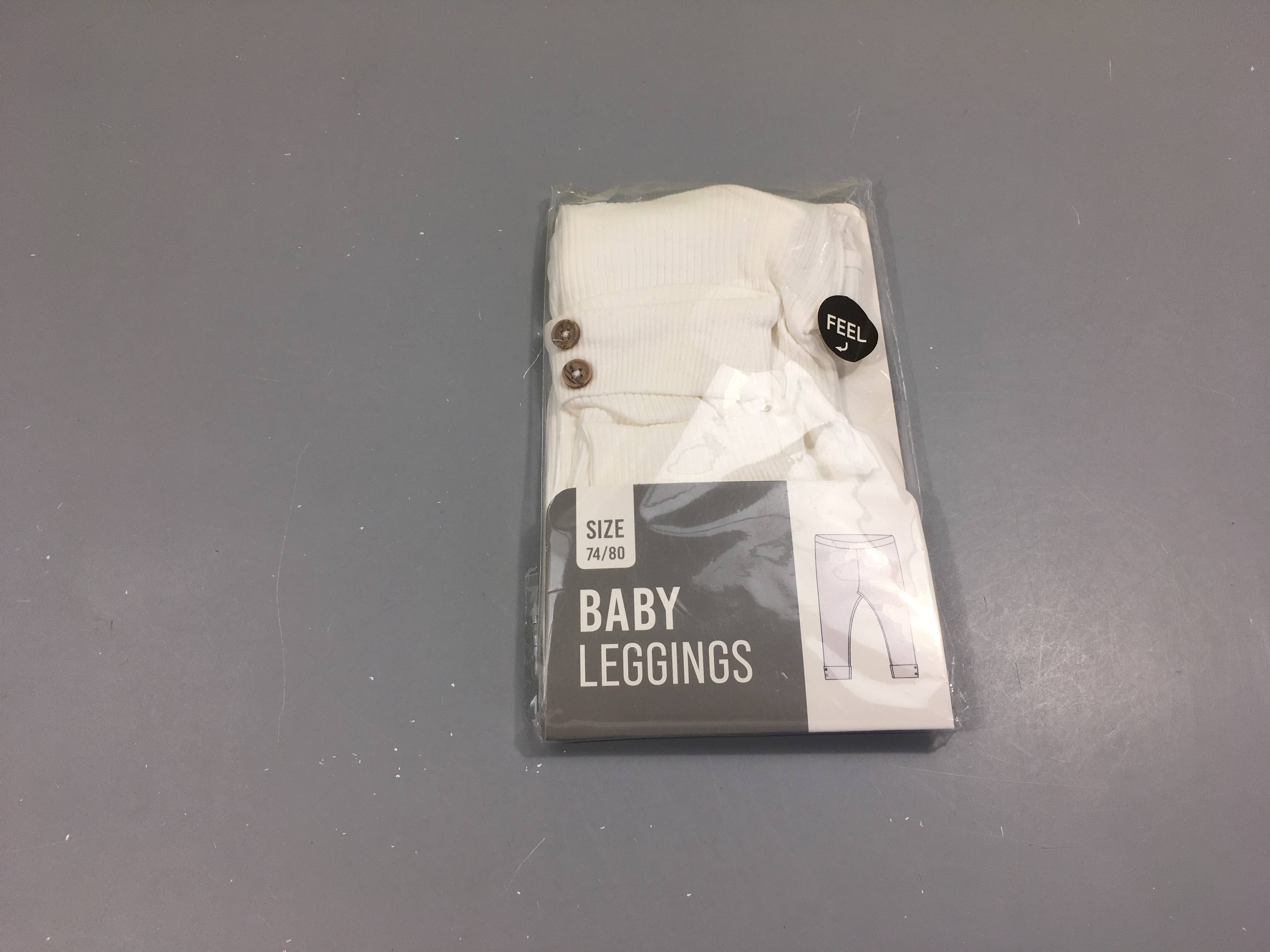 NEUF sous blister legging côtelé blanc boutons