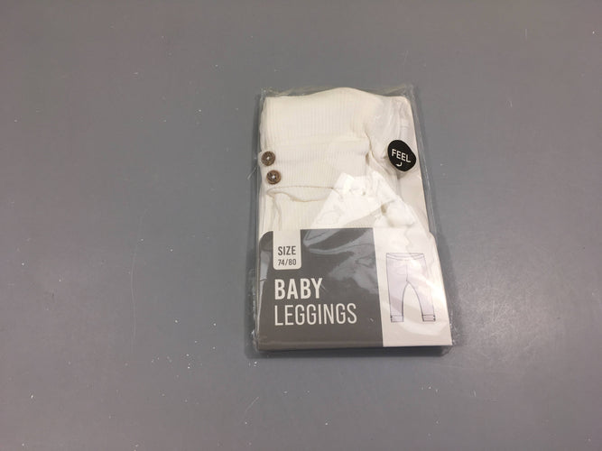 NEUF sous blister legging côtelé blanc boutons, moins cher chez Petit Kiwi
