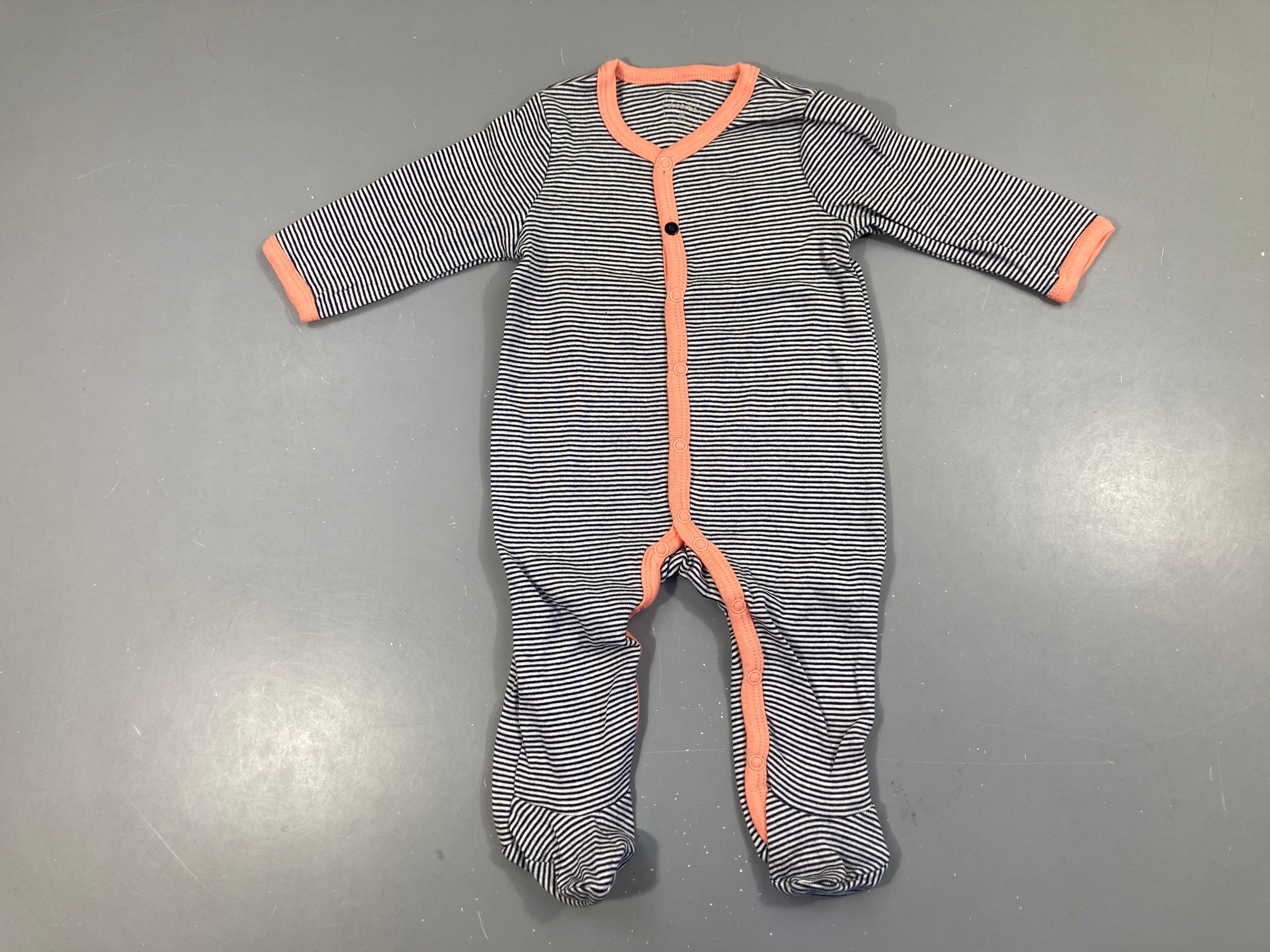 Pyjama jersey blanc rayé bleu foncé