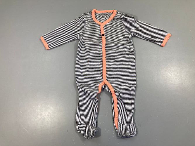 Pyjama jersey blanc rayé bleu foncé, moins cher chez Petit Kiwi
