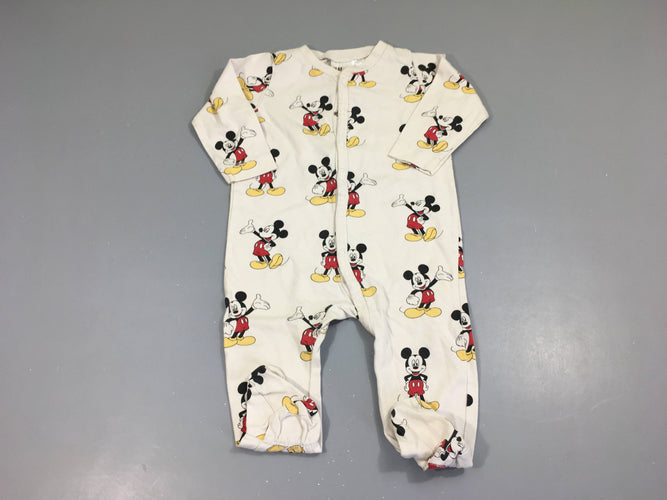 Pyjama jersey blanc grisé Mickey, moins cher chez Petit Kiwi