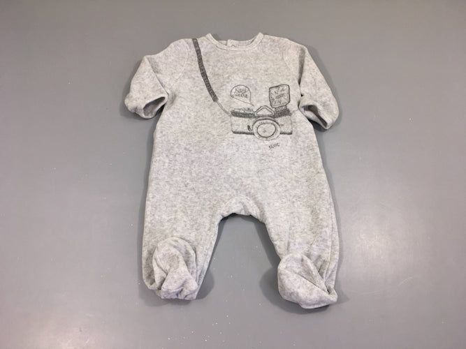 Pyjama velours gris Appareil photo, moins cher chez Petit Kiwi
