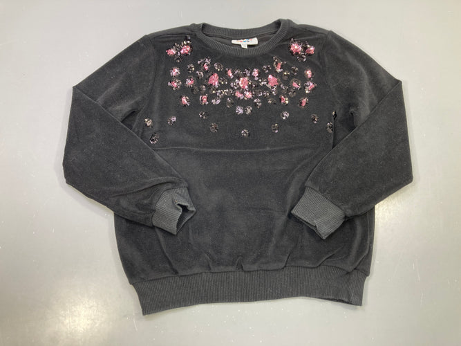 Sweat polar noir sequins roses et noirs, moins cher chez Petit Kiwi