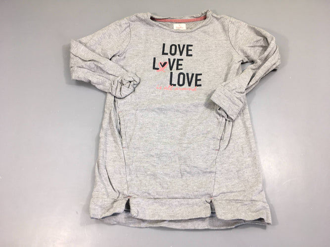 Robe sweat grise Love, moins cher chez Petit Kiwi