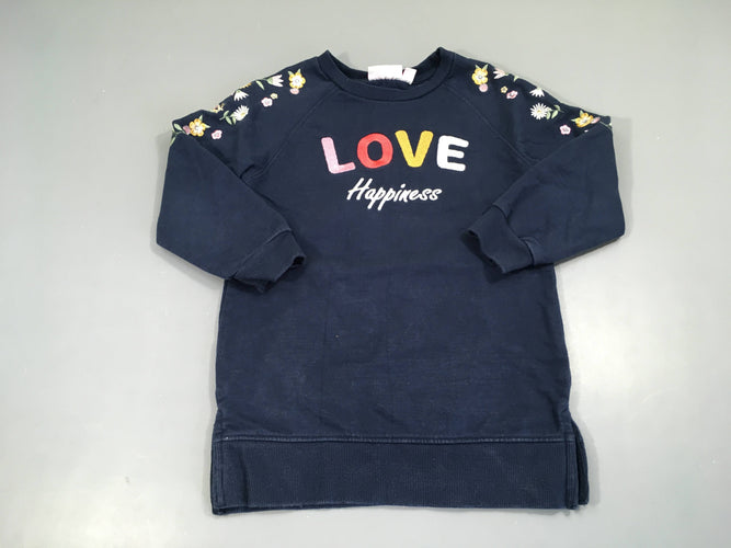Sweat bleu Love texturé Lili Marelle, moins cher chez Petit Kiwi