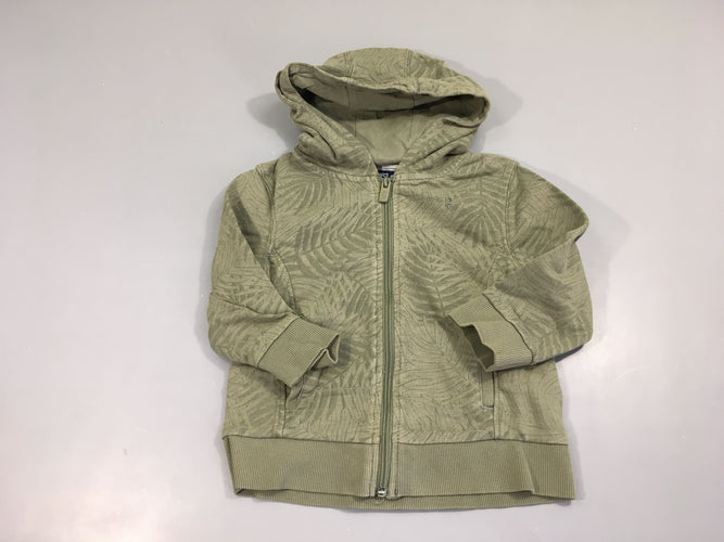 Sweat zippé à capuche kaki feuillage, moins cher chez Petit Kiwi