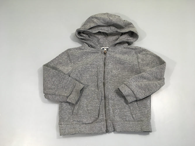 Sweat zippé à capuche gris chiné, moins cher chez Petit Kiwi