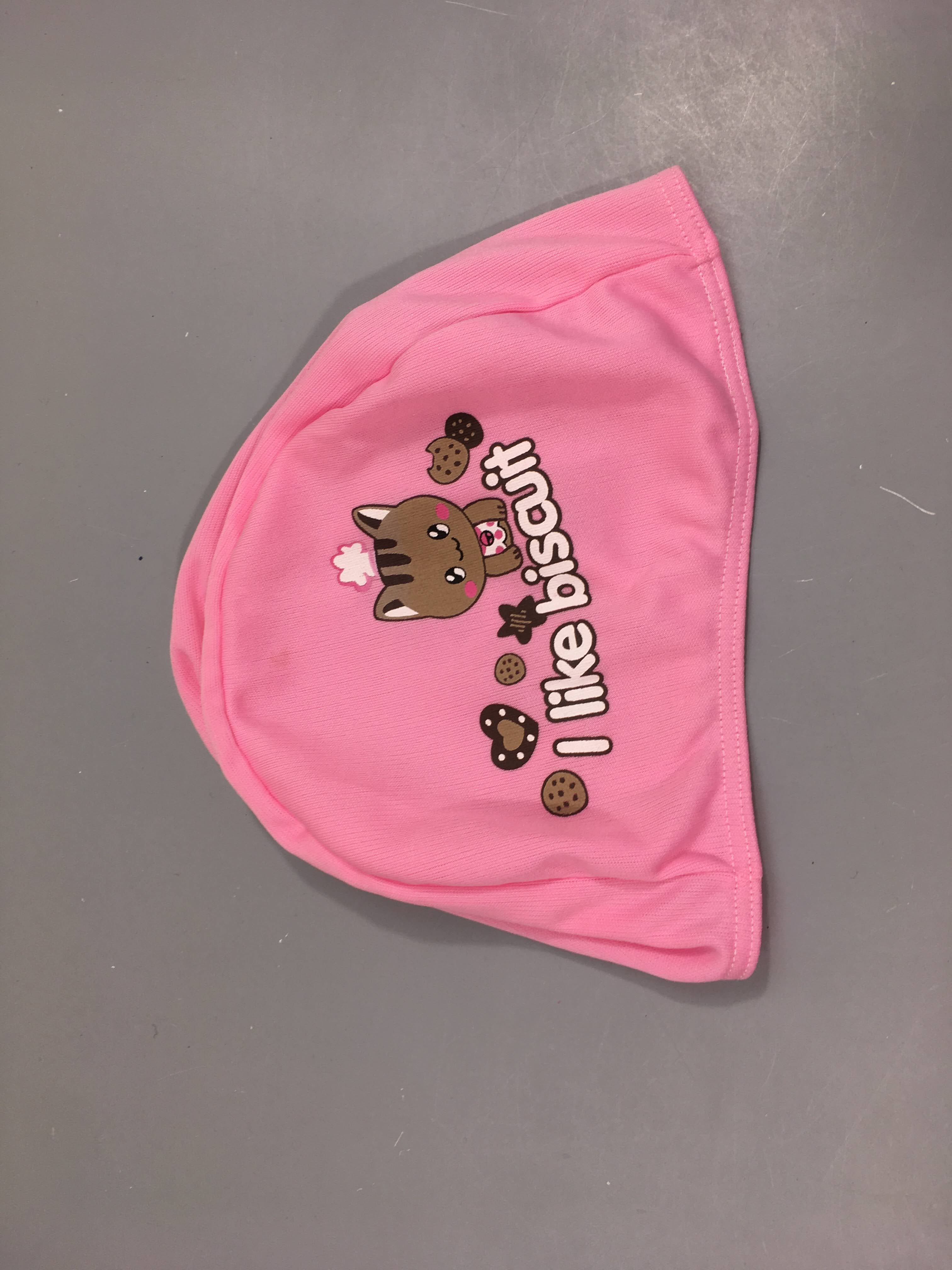 Bonnet bain tissu rose chat