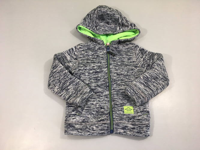 Gilet zippé à capuche  chiné bleu-gris, moins cher chez Petit Kiwi