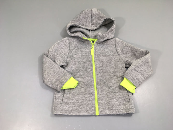 Sweat zippé à capuche gris chiné triette fluo, moins cher chez Petit Kiwi