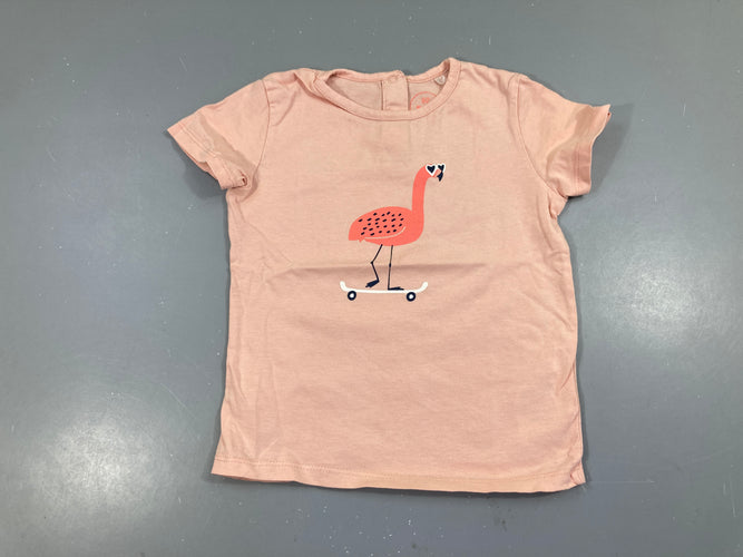 T-shirt m.c rose oiseau, moins cher chez Petit Kiwi