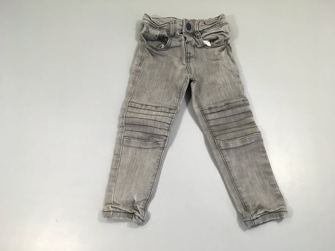 Jeans gris skinny texturé, moins cher chez Petit Kiwi