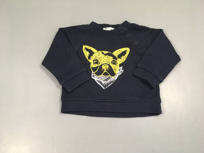 Sweat bleu foncé chien-légèrement bouloché, moins cher chez Petit Kiwi