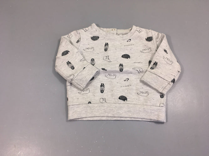 Sweat gris chiné Banquise, moins cher chez Petit Kiwi
