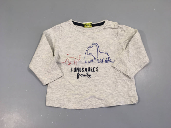 T-shirt m.l gris chiné dinos, moins cher chez Petit Kiwi