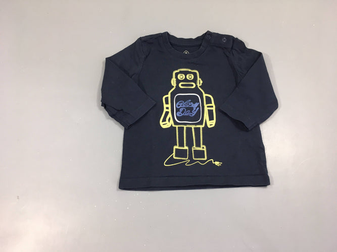 T-shirt m.l bleu foncé Robot, moins cher chez Petit Kiwi