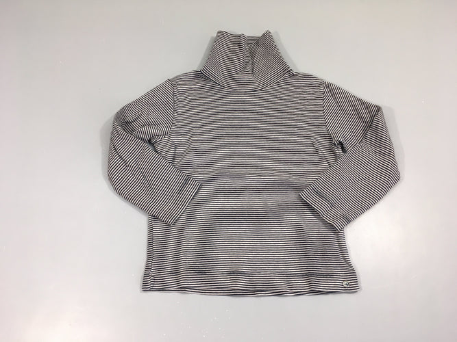 T-shirt m.l col roulé gris rayé bleu, moins cher chez Petit Kiwi