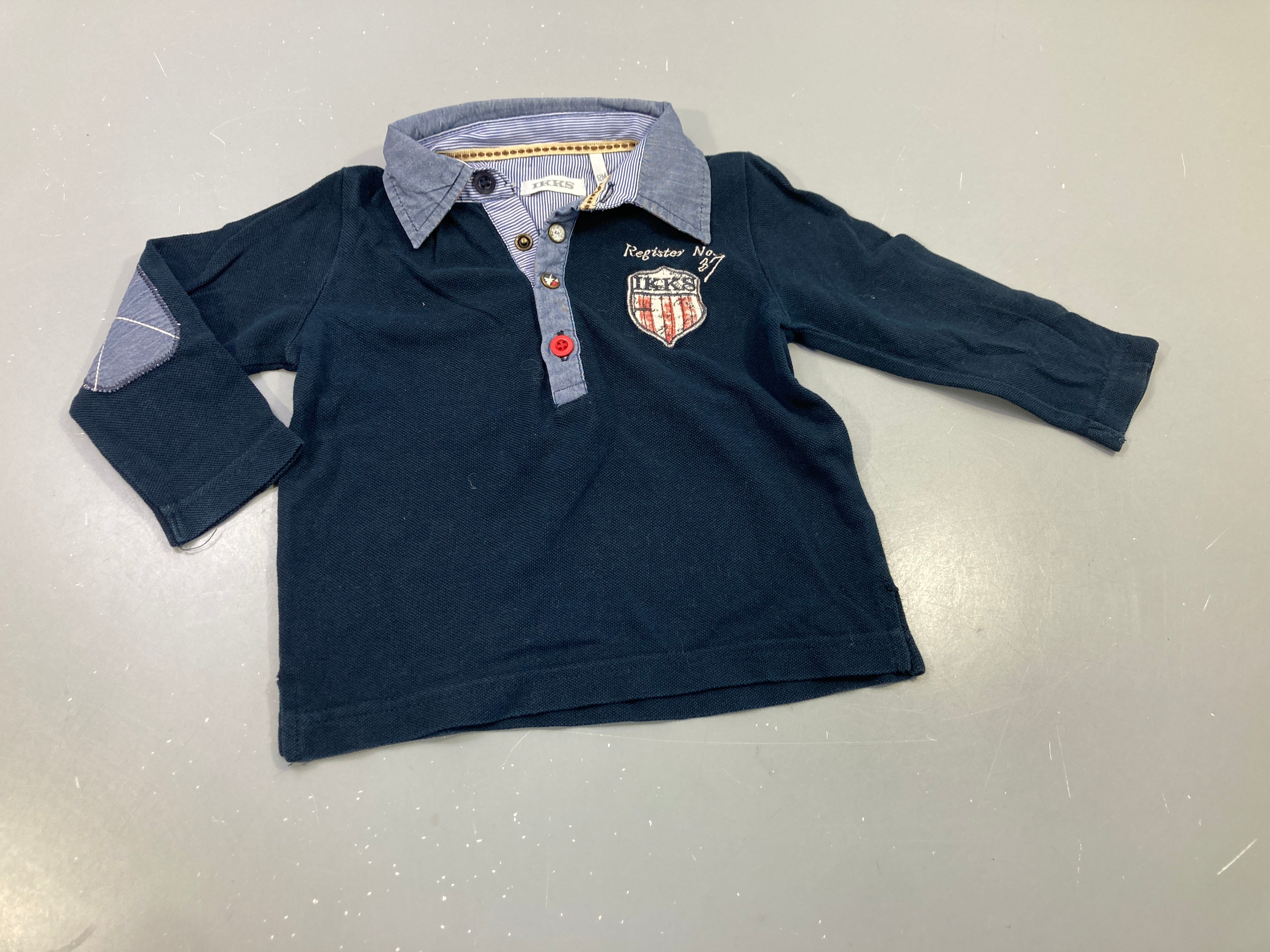 Polo ml bleu marine, écusson IKKS
