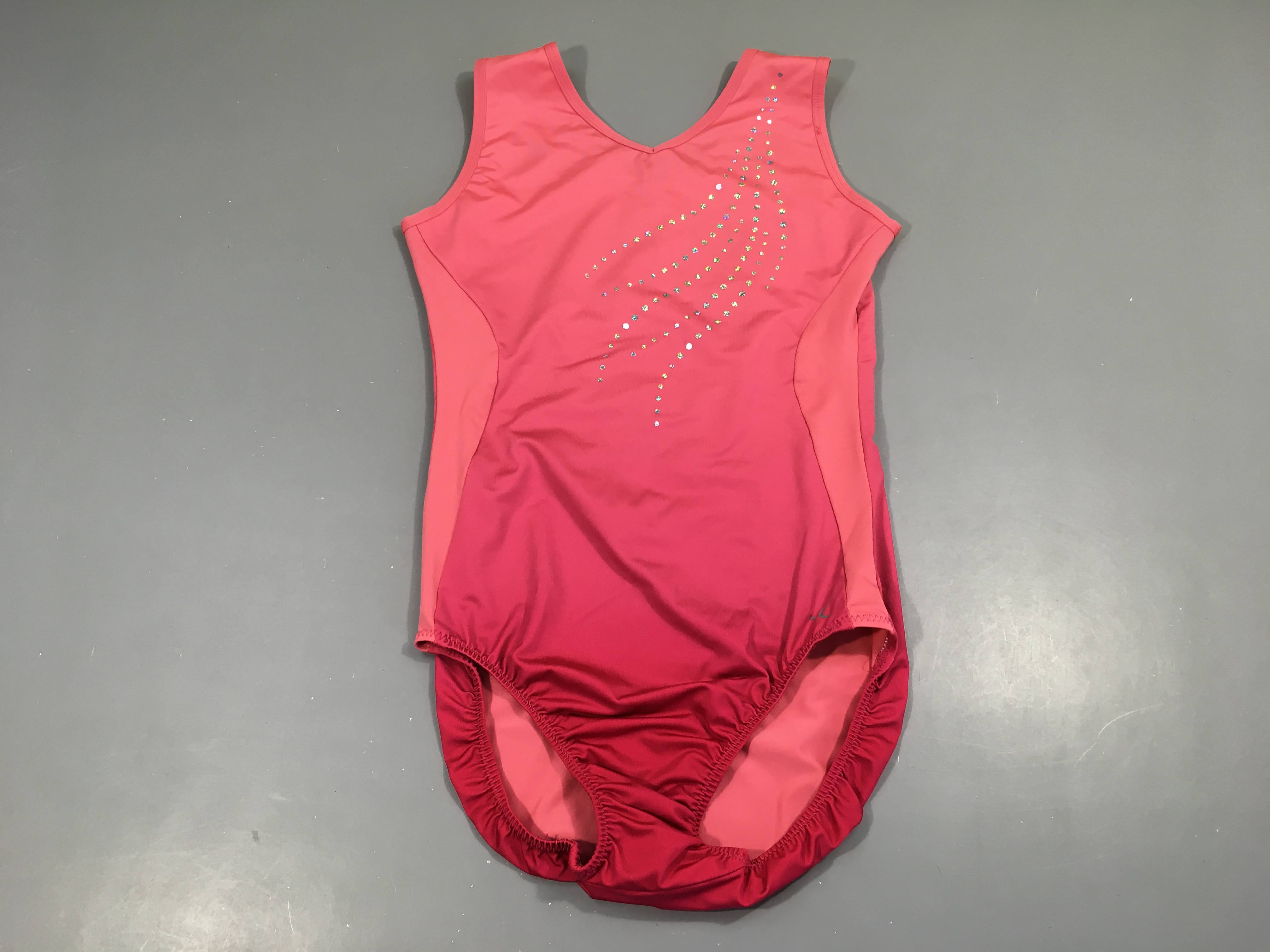 Maillot de gym rose dégradé strass