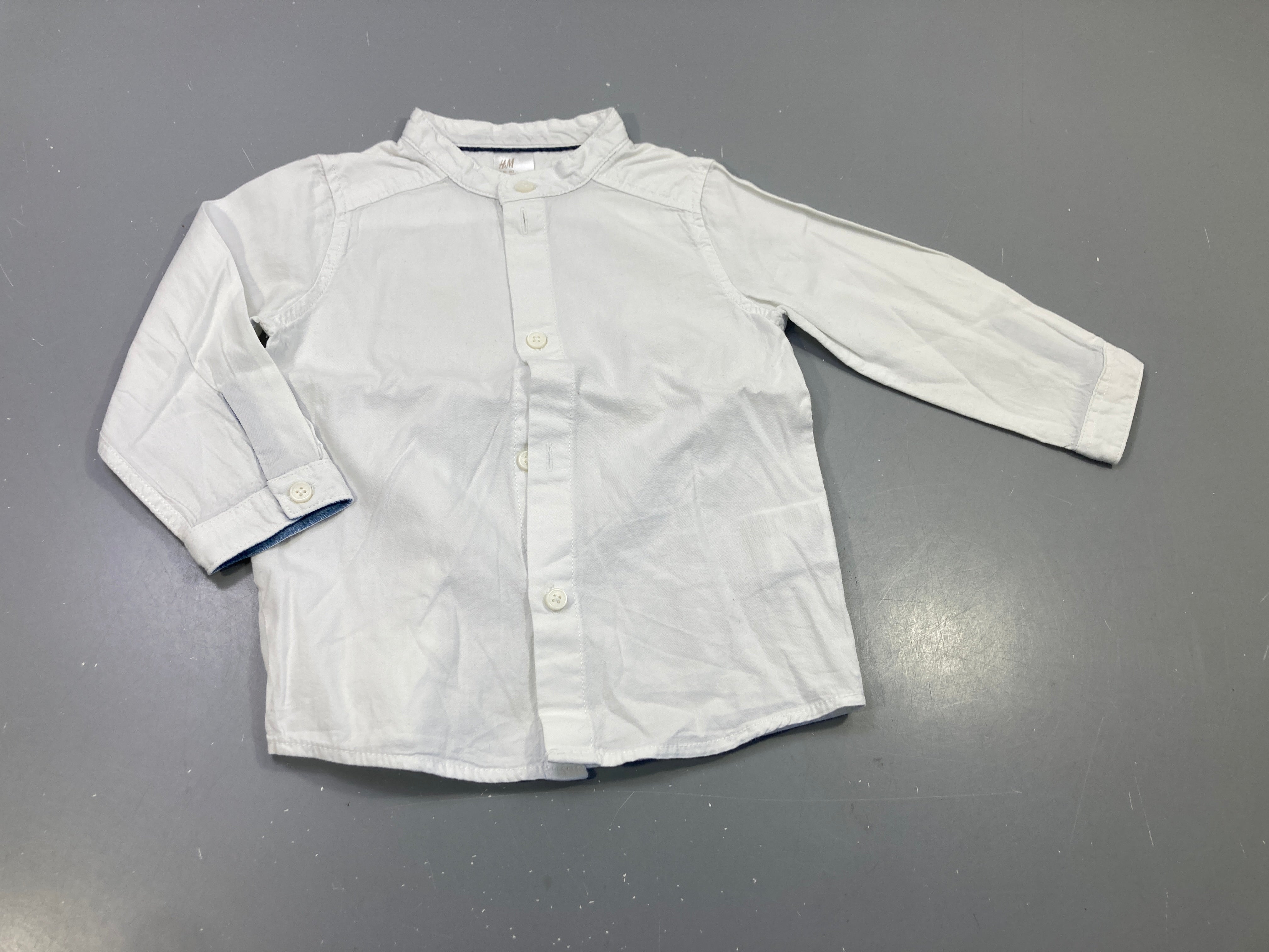 Chemise m.l blanche col mao