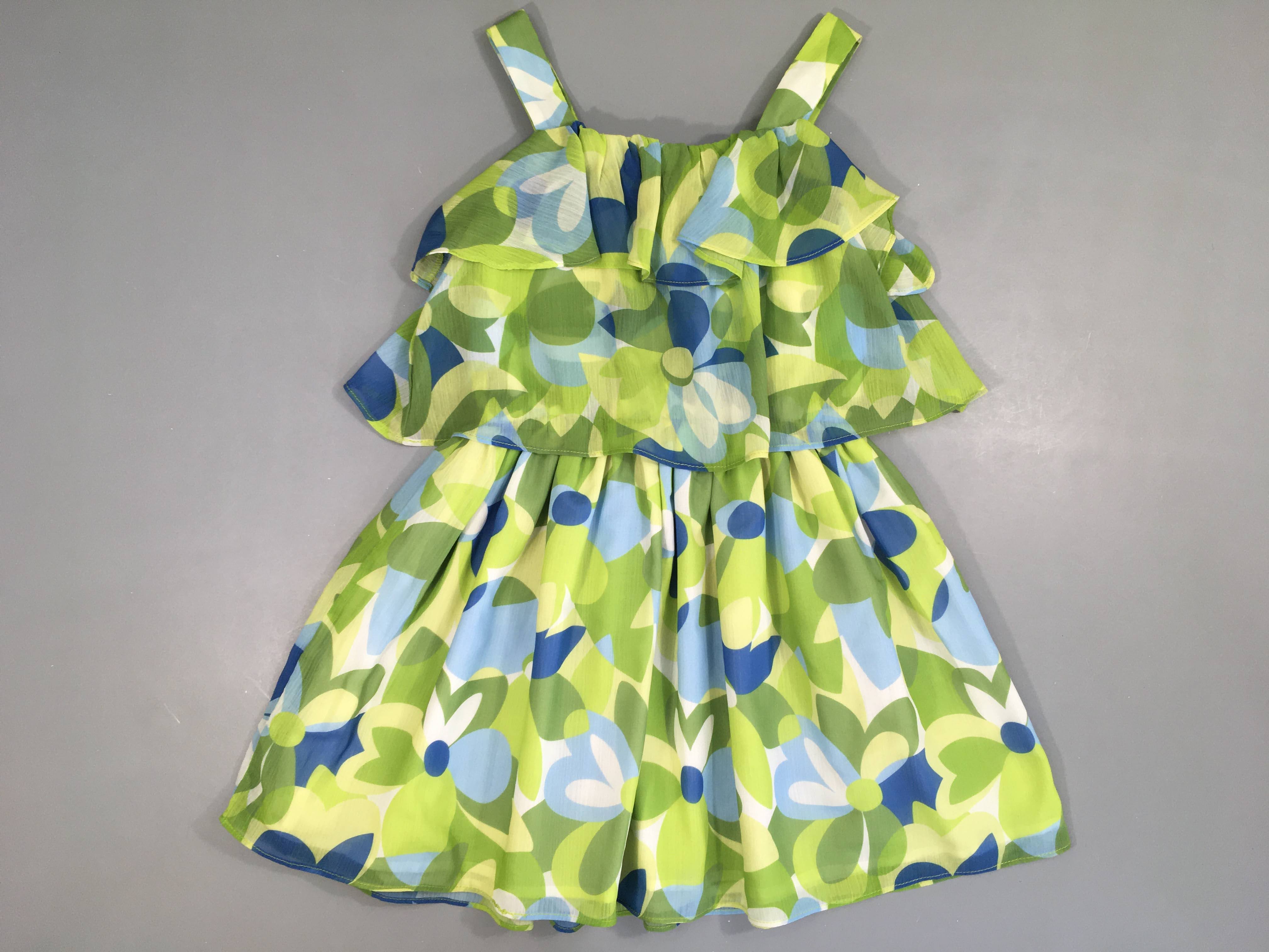 Robe fines bretelles voile blanc/vert/bleu