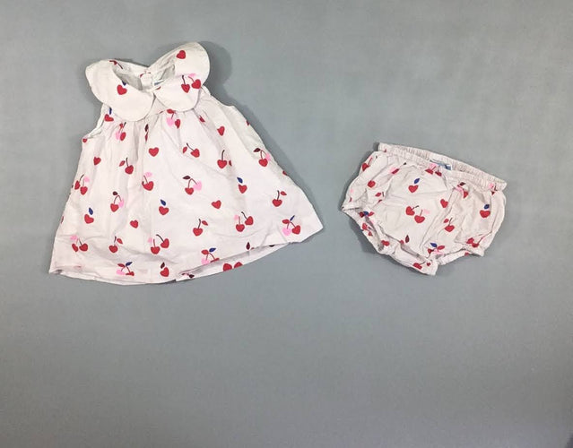 Robe s.m blanche rosée crises col + bloomer, moins cher chez Petit Kiwi