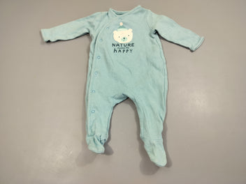 Pyjama jersey bleu rayé , tête d'ours 