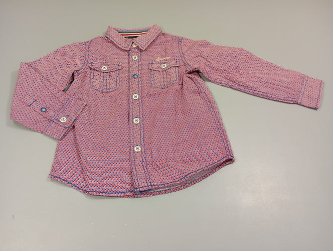 Chemise m.l rouge à motifs bleus, moins cher chez Petit Kiwi