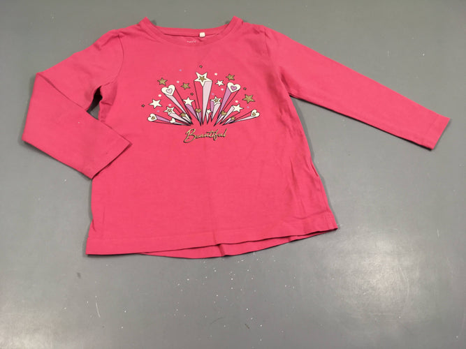 T-shirt m.l rose coeurs, étoiles "Beautiful", moins cher chez Petit Kiwi